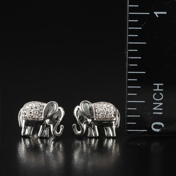 Sterling diamond elephant earrings - Picture 2 of 4